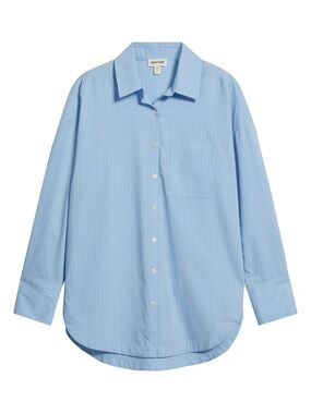 Open Edit  Light  Blue Pinstripe Button-Up Shirt